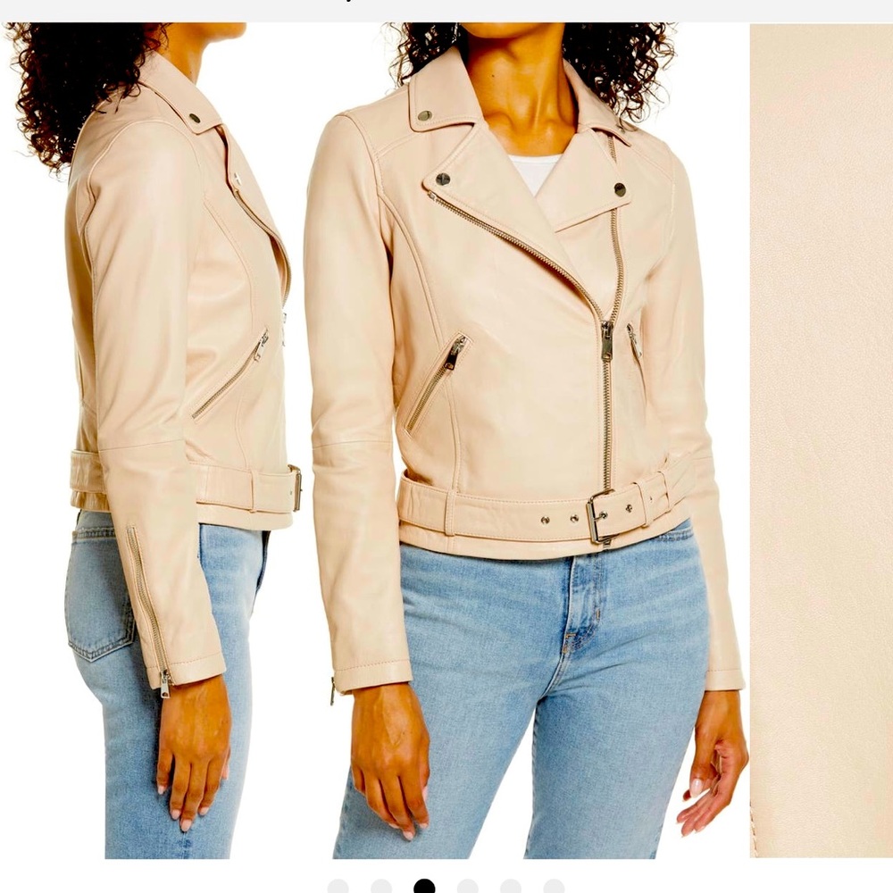 Rachel Parcell 100% Leather Moto Jacket. Size L